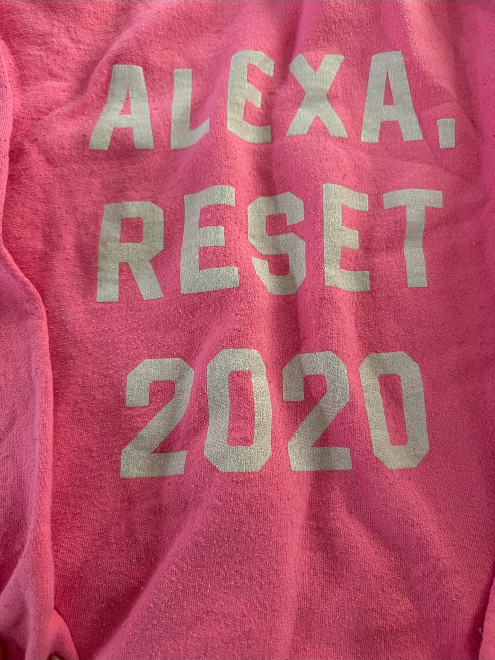 Bright Pink "Alexa, Reset 2020" Novelty Oversized Sweatshirt Size small - Picture 3 of 4